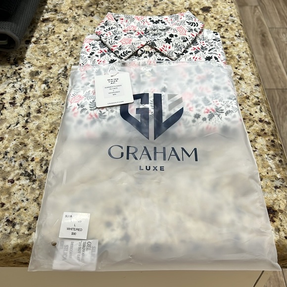 Graham Luxe Golf ⛳️ Shirt “Summer Flower” White/Red Collared New w/Tags Sz L - Picture 2 of 5